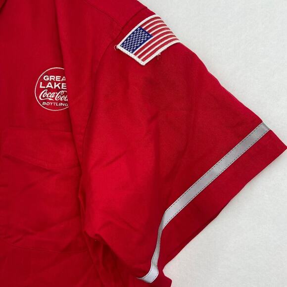 Coca Cola Bottling Button Front Shirt Mens 2XL Red Great Lakes Embroidered - Picture 3 of 11